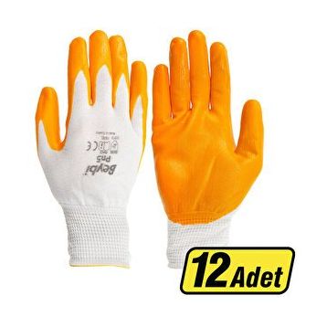 Beybi PN5 No:10 12 Adet Polyester Örme Nitril Eldiven