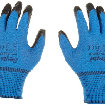 Beybi PN5 No:9 Mavi Siyah Çift Zebra Polyester Örme Nitril Eldiven
