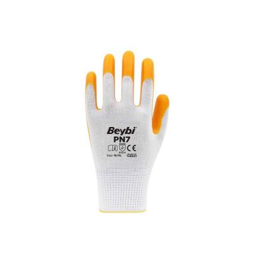 Beybi PN7 10 Beden Sarı Polyester Örme Nitril İş Eldiveni