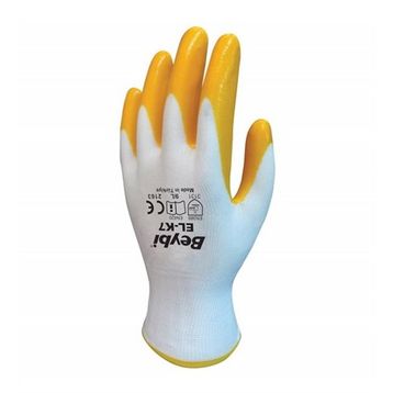 Beybi Pn7 10 Sarı Beyaz Nitril İş Eldiveni