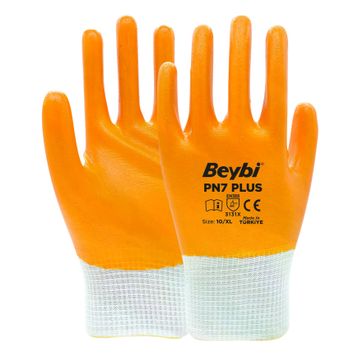 Beybi PN7 No: 9 Koli 288 Çift Sarı Polyester Örme Nitril Eldiven