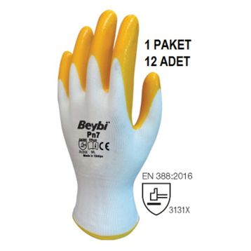 Beybi Pn7 Polyester Örme Nitril İş Eldiven