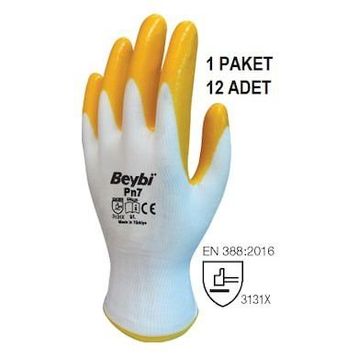 Beybi Pn7 Polyester Örme Nitril İş Eldiven