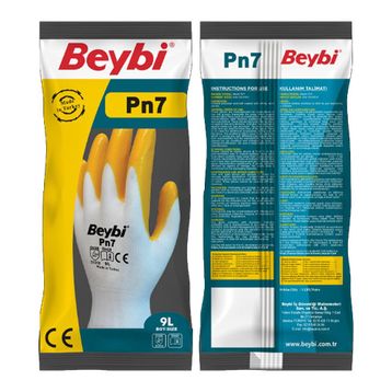 Beybi PN7 Polyester Örme NO:9 Çift Nitril Eldiven
