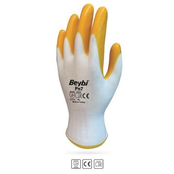 Beybi PN7 Polyester Örme NO:9 Koli Nitril Eldiven