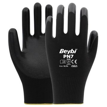 Beybi PN7 Siyah Polyester Nitril Eldiven