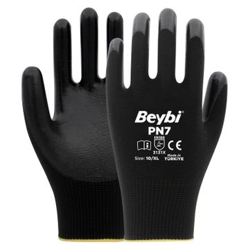 Beybi PN7 Siyah Polyester Nitril Eldiven