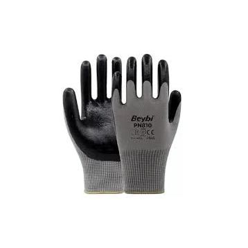 Beybi PN810 10 Beden 12 Çift Gri Polyester Örme Nitril İş Eldiveni