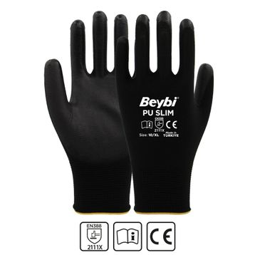 Beybi PU SLIM No:8 Koli Poliüretan Kaplı Polyester Örme Eldiven