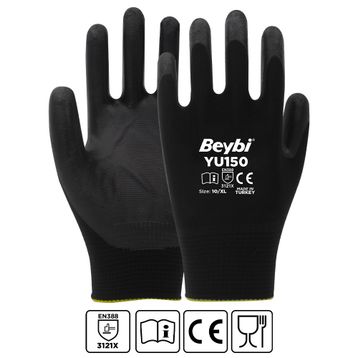 Beybi PU SLIM No:9 Çift Poliüretan Kaplı Polyester Örme Eldiven