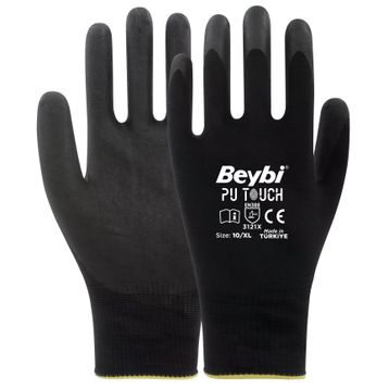 Beybi Pu Touch No: 8/M 288 Çift Poliüretan Kaplı Polyester Örme Eldiven