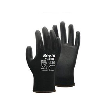 Beybi Pu Touch No:10 Siyah Poliüretan Polyester İş Eldiveni