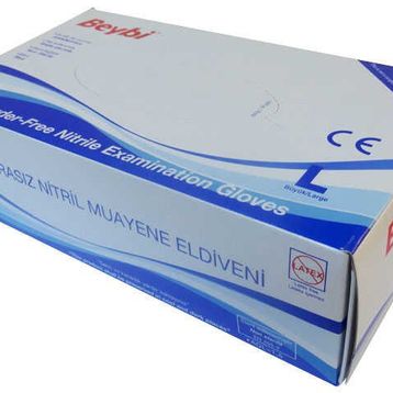 Beybi Pudrasız Nitril L Beden 100'lü Muayene Eldiveni