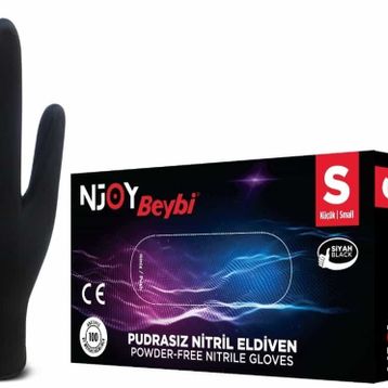 Beybi S 100 Adet Pudrasız Siyah Nitril Medikal Muayene Eldiveni