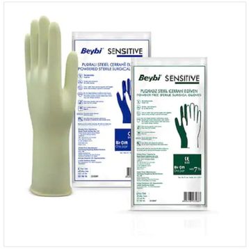 Beybi Sensitive No:7,5 Pudralı Steril Cerrahi Eldiven