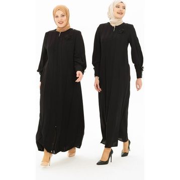 Beyza 3320 Şık Aksesuarlı Siyah Ferace