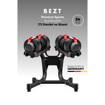 Bezt Premium Sports 2'li 24 kg Standlı Ayarlanabilir Dambıl Seti