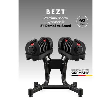 Bezt Premium Sports 2'li 40 kg Standlı Ayarlanabilir Dambıl Seti