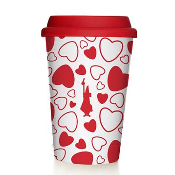 Bialetti Cuore Porselen Take Away Kapaklı Kırmızı Mug Termos