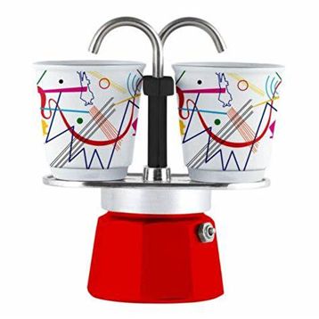 Bialetti Mini Express Moka Pot Kandinsky ve 2 Espresso Fincanı