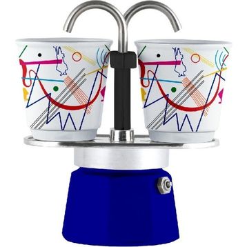 Bialetti Mini Express Moka Pot Kandinsky ve 2 Espresso Fincanı