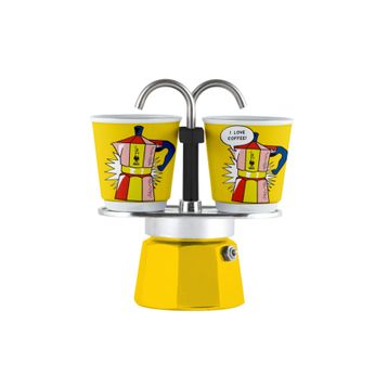 Bialetti Mini Express Mokapot Lictenstein + 2 Espresso Fincanı