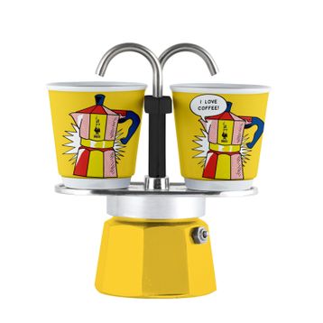 Bialetti Mini Express Mokapot Lictenstein + 2 Espresso Fincanı