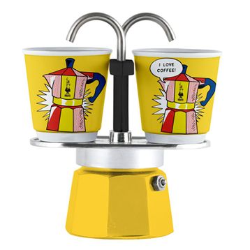 Bialetti Mini Express Mokapot Lictenstein + 2 Espresso Fincanı