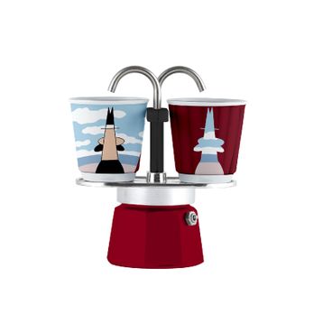 Bialetti Mini Express Mokapot Magrite + 2 Espresso Fincanı