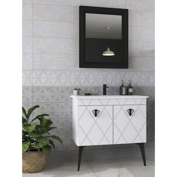 Biani Cosmos 90 cm Antique White Banyo Dolabı