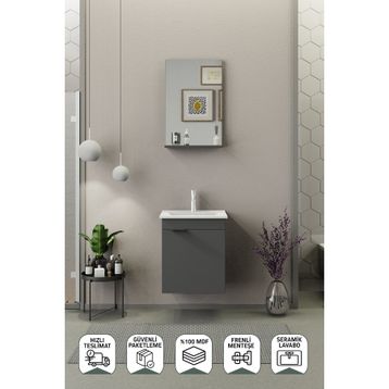Biani Fix Arya 50 CM Mat Gri Banyo Dolabı