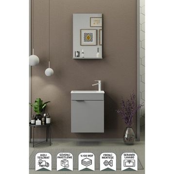 Biani Fix Arya 50 CM Mat Gri Banyo Dolabı
