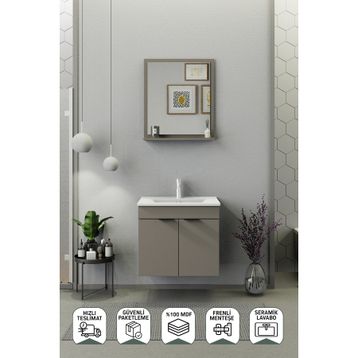 Biani Fix Arya 65 cm Latte Banyo Dolabı