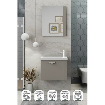 Biani Fix Maxila 60 cm Latte Banyo Dolabı