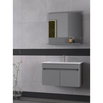 Biani Tome 80 cm Mat Gri Banyo Dolabı