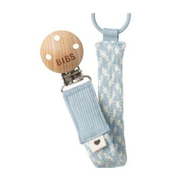 Bibs Paci Braid Baby Blue Ivory Emzik Askısı