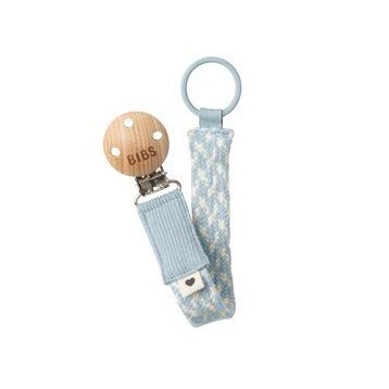 Bibs Paci Braid Baby Blue Ivory Emzik Askısı