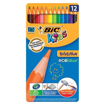 Bic Evolution Ecolutions Tam Boy 12 Renk Kuru Kalem Boya