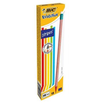 Bic Evolution Stripes 12`li Kutu Silgili Kurşun Kalem