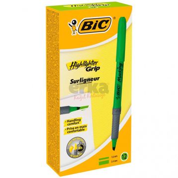 Bic Highlighter Grip 12'li Kutu Yeşil Fosforlu Kalem