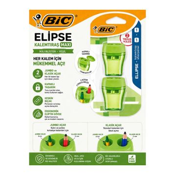 Bic Maxi Elips Kapaklı 2'li Blister Yeşil Jumbo ve Klasik Kalemtıraş