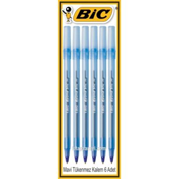 Bic Round Stick 1.0 mm Mavi 6 Adet Tükenmez Kalem