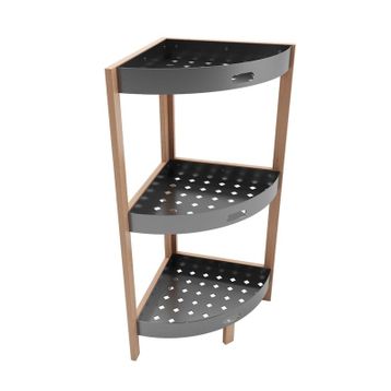 Bienwood BİE-7208 Ahşap Köşe 3 Katlı Plastik Raf