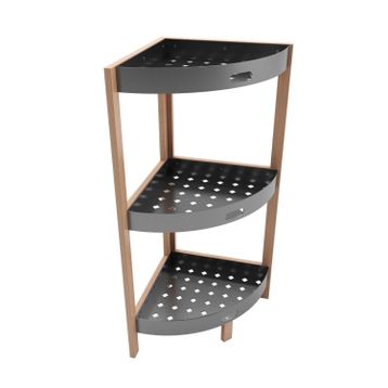 Bienwood BİE-7208 Ahşap Köşe 3 Katlı Plastik Raf