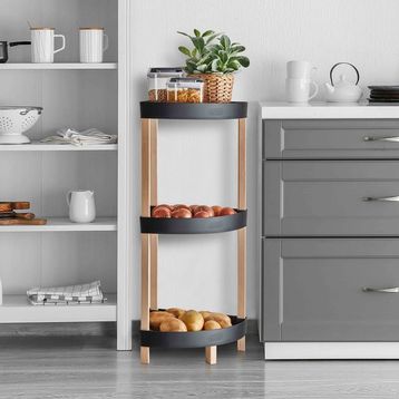 Bienwood BİE-7208 Ahşap Köşe 3 Katlı Plastik Raf