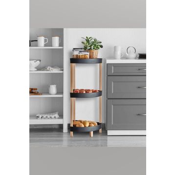 Bienwood BİE-7208 Ahşap Köşe 3 Katlı Plastik Raf