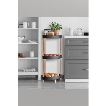 Bienwood BİE-7208 Ahşap Köşe 3 Katlı Plastik Raf