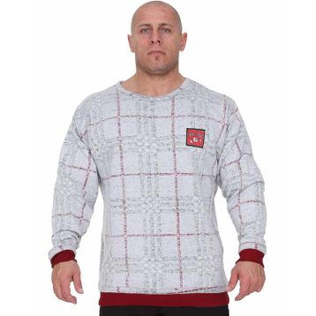 Big Sam 4707 Beyaz Ekoseli Kışlık Erkek Sweatshirt