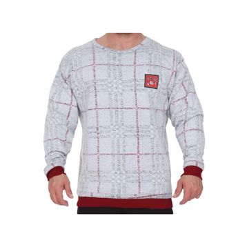 Big Sam 4707 Beyaz Ekoseli Kışlık Erkek Sweatshirt