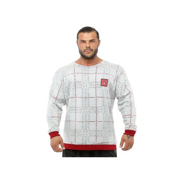 Big Sam 4707 Beyaz Ekoseli Kışlık Erkek Sweatshirt